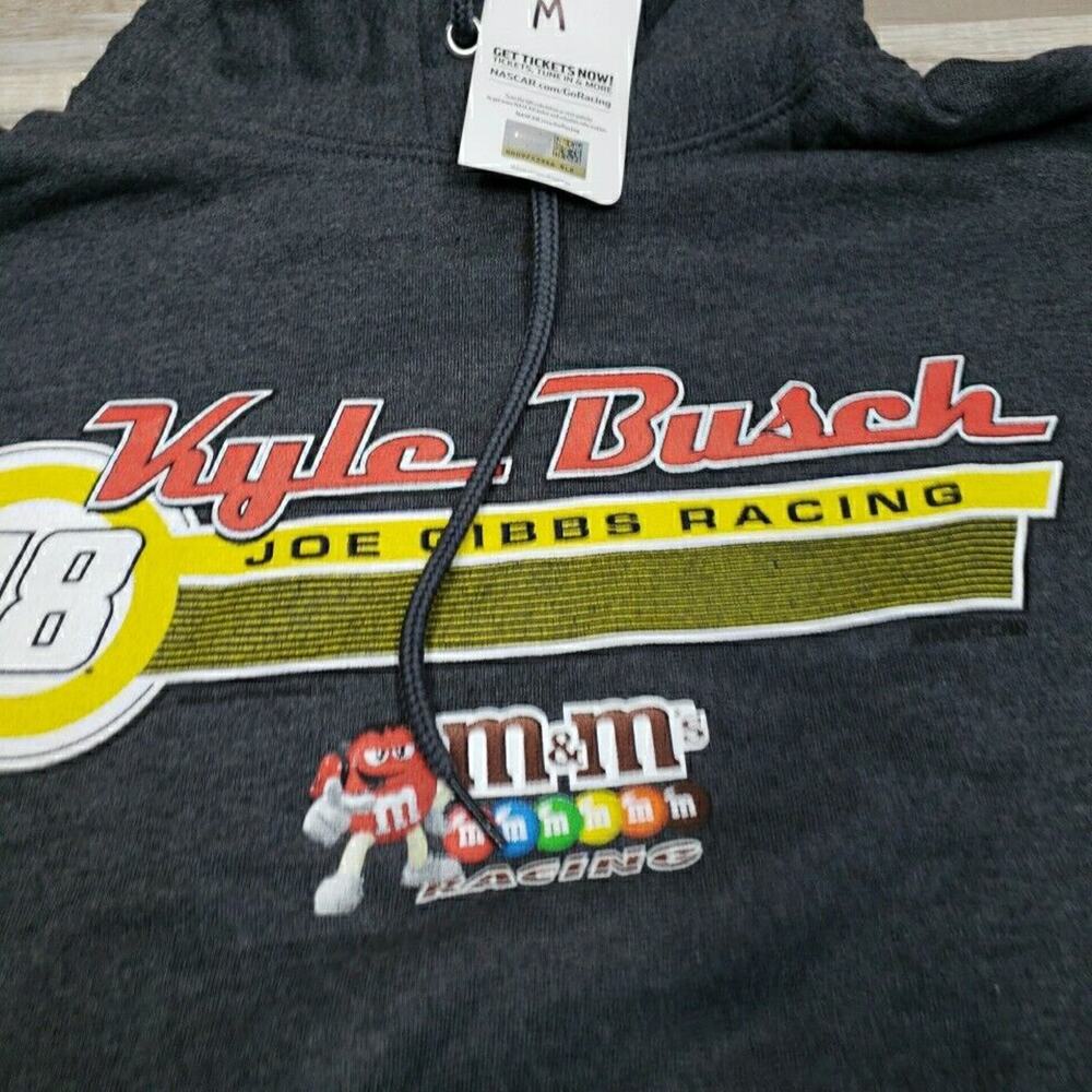 Nascar Kyle Busch #18 Racing-Joe Gibbs- Hoodie Sweatshirt Mens Size MED M&M'S - Picture 2 of 7